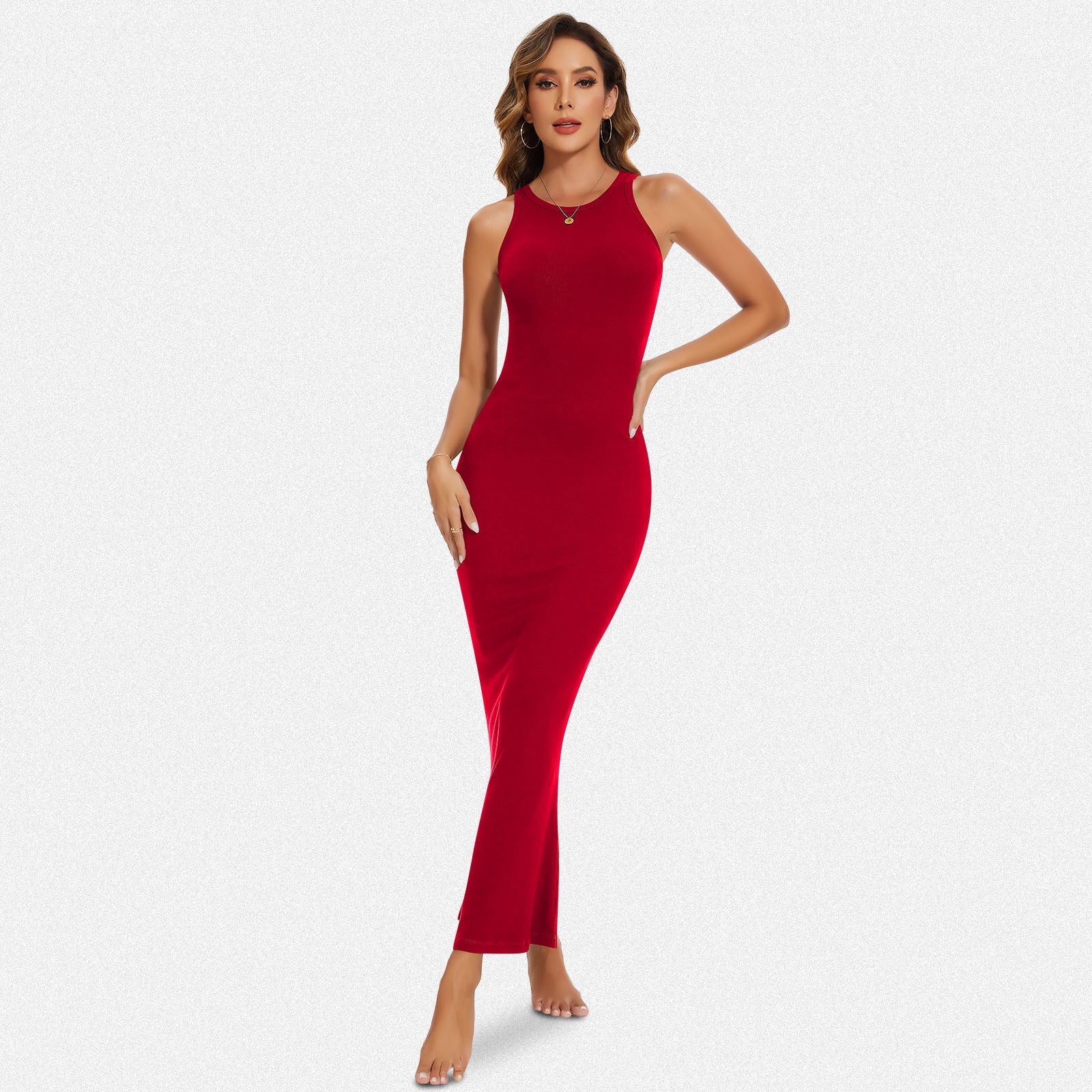 Vera Morelle Halter Neck Bodycon Maxi Dress