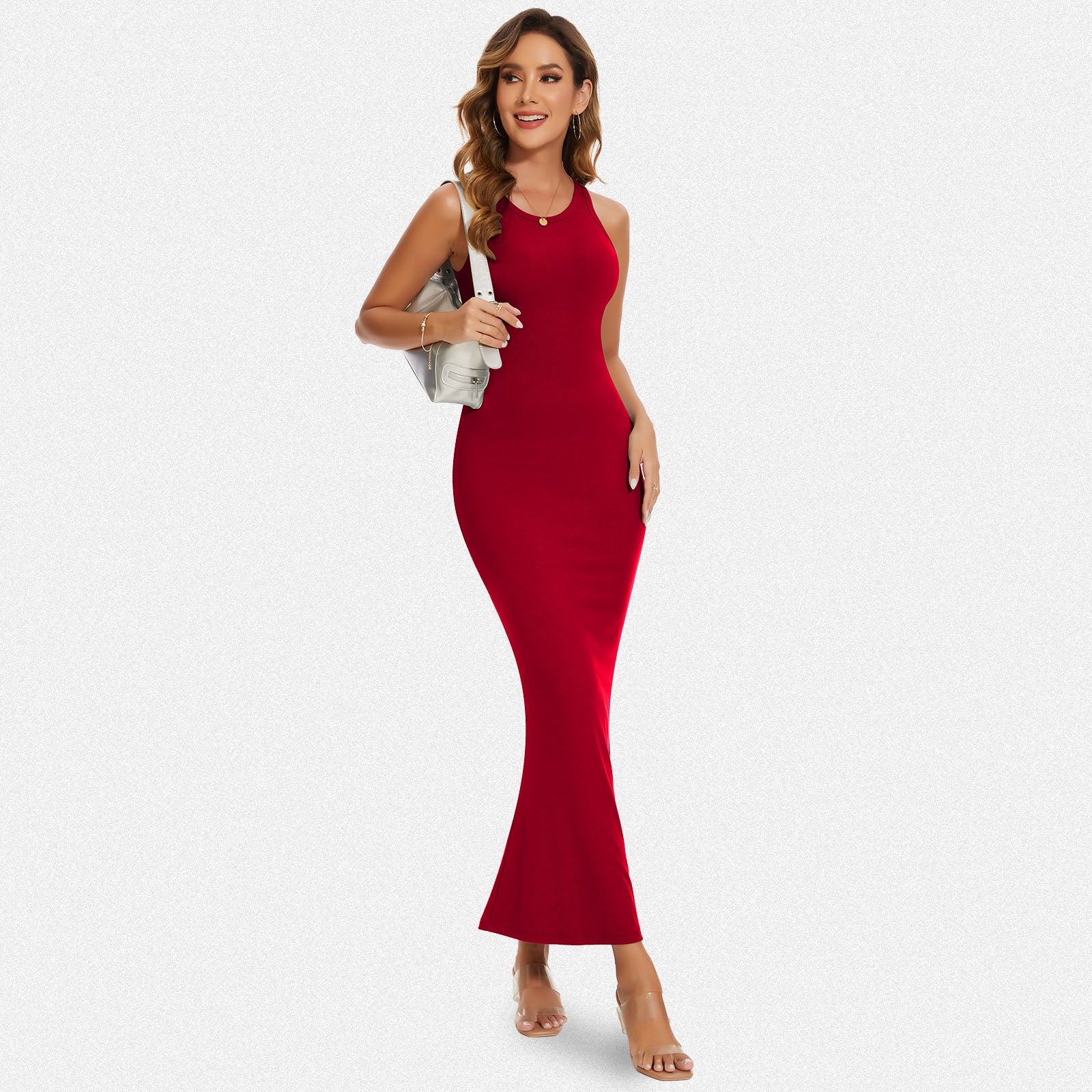 Vera Morelle Halter Neck Bodycon Maxi Dress