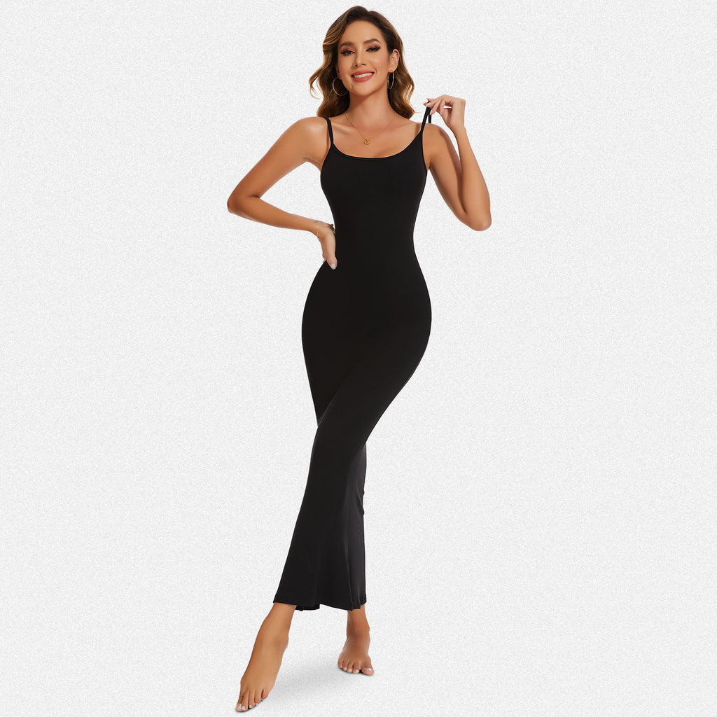 Vera Morelle Spaghetti Strap Ribbed Bodycon Maxi Dress