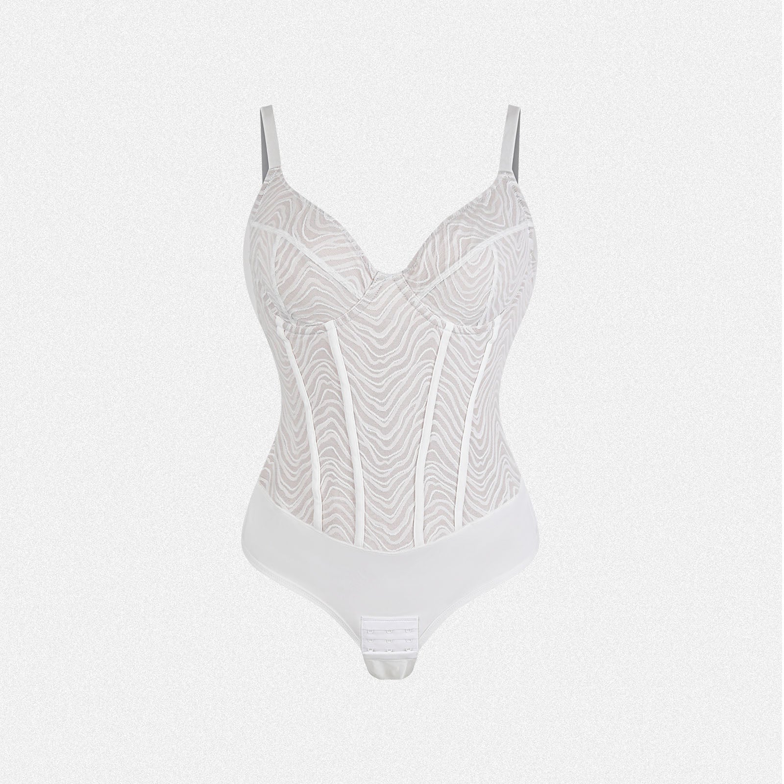Vera Morelle Zebra Lace Corset Shapewear Backless Bodysuit