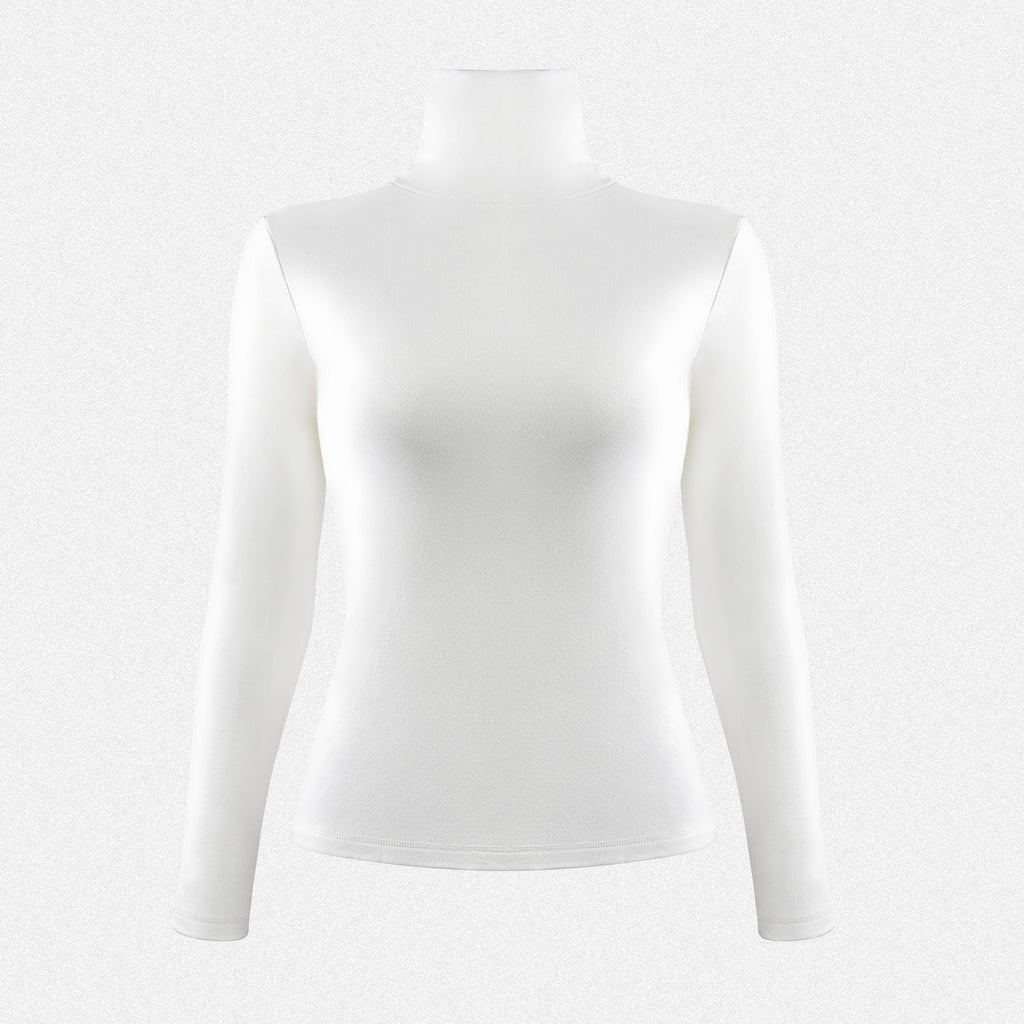 Vera Morelle Women’s Long Sleeve Fleece Lined Turtleneck Basic Top