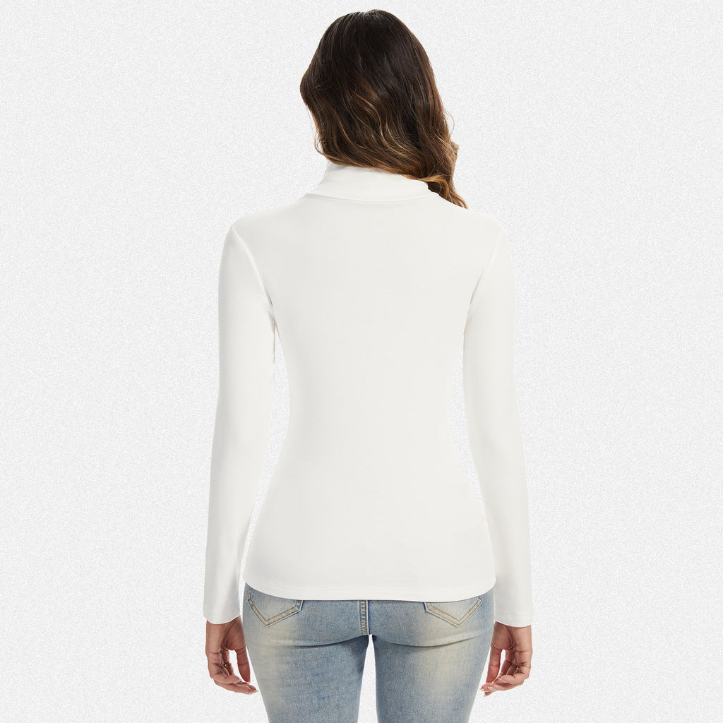 Vera Morelle Women’s Long Sleeve Fleece Lined Turtleneck Basic Top