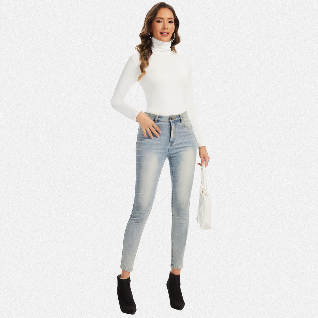 Vera Morelle Women’s Long Sleeve Fleece Lined Turtleneck Basic Top