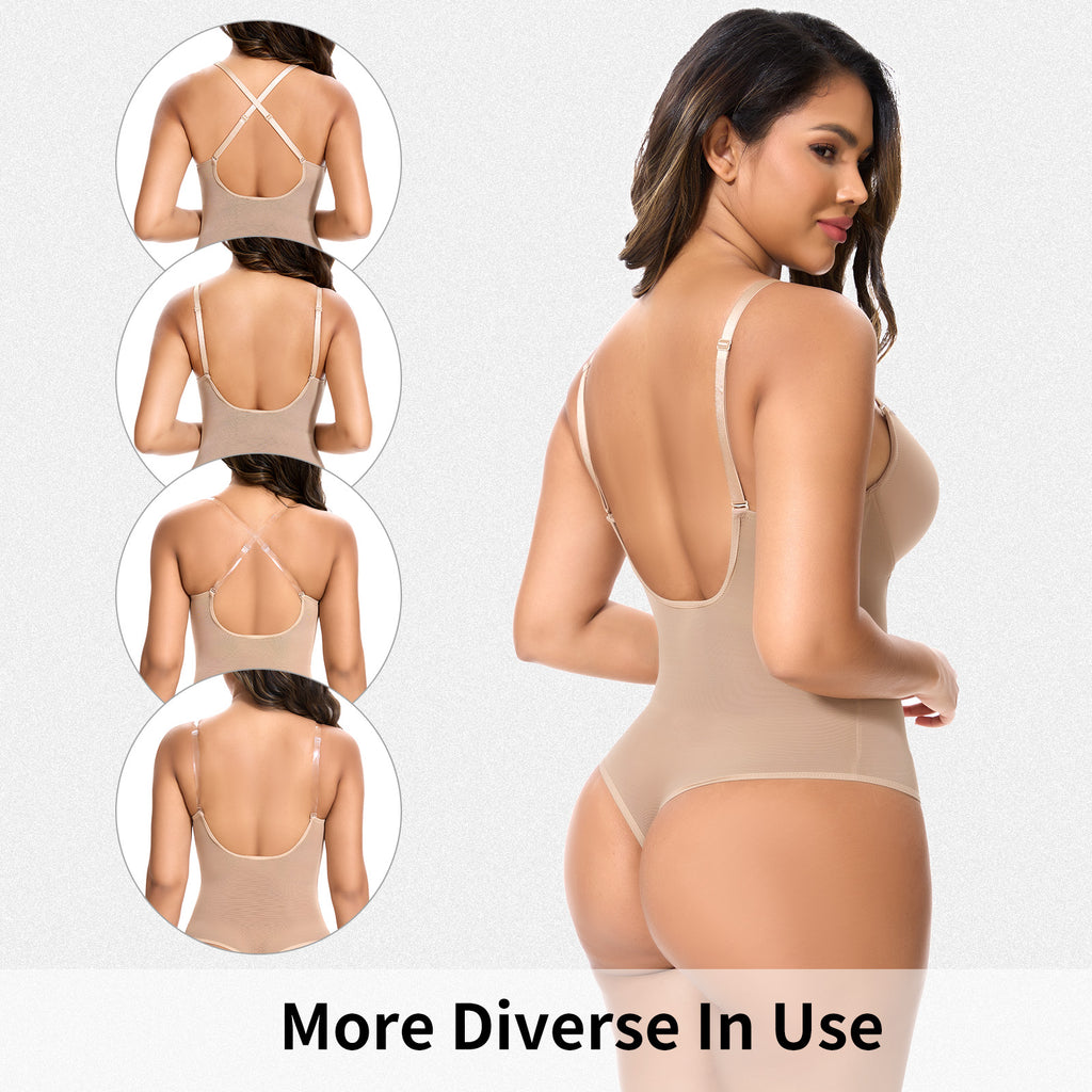 Vera Morelle Tummy Control Shapewear Backless Thong Low Back Bodysuit