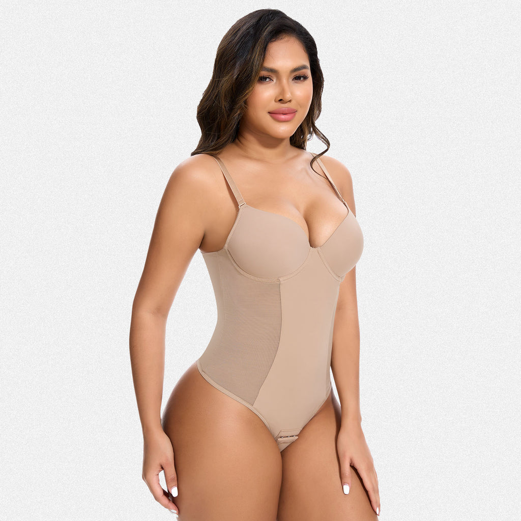 Vera Morelle Tummy Control Shapewear Backless Thong Low Back Bodysuit